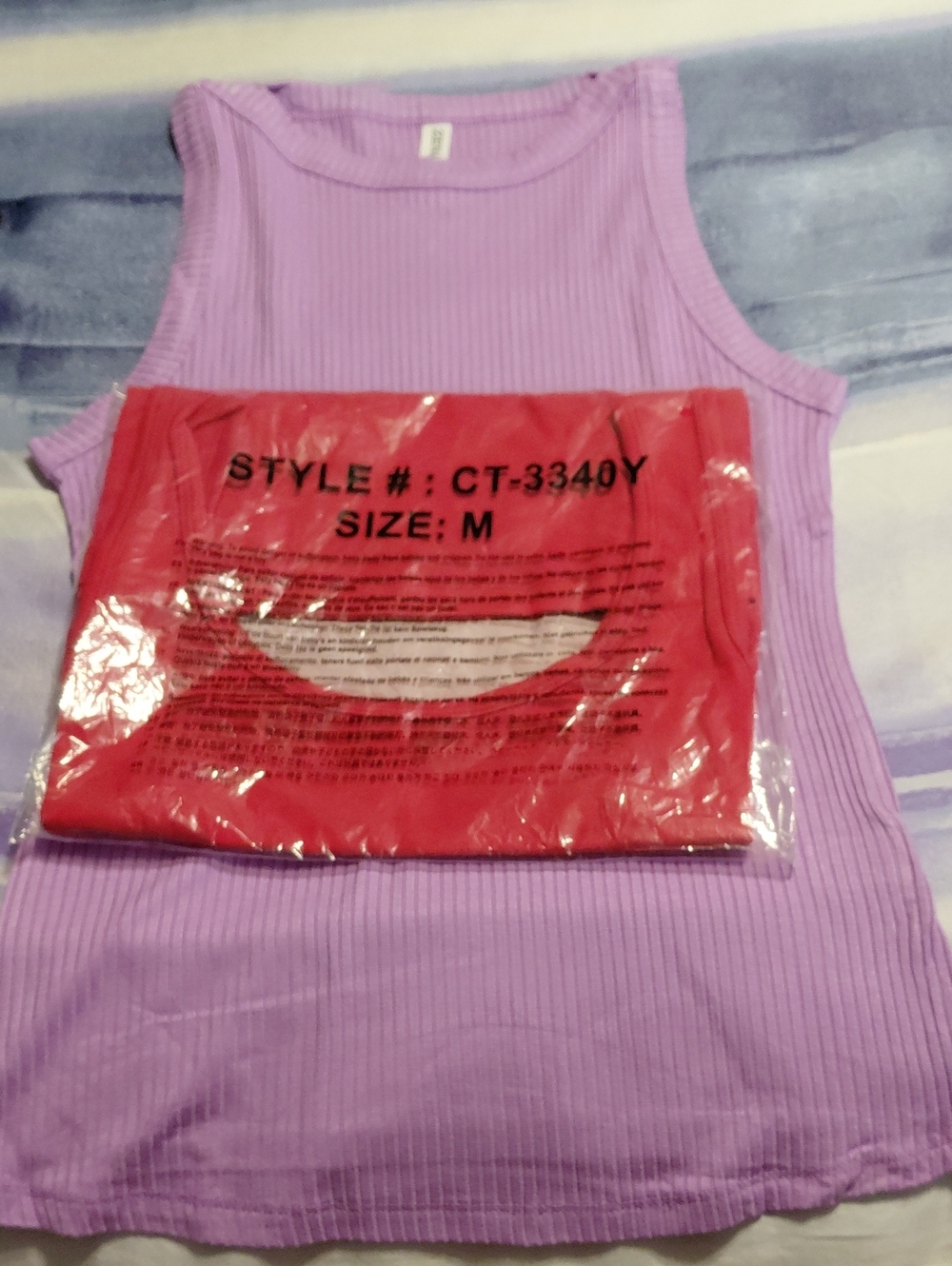 Zenana Outfitters Lavender Ribbed Tank Top with  Additional Tank
